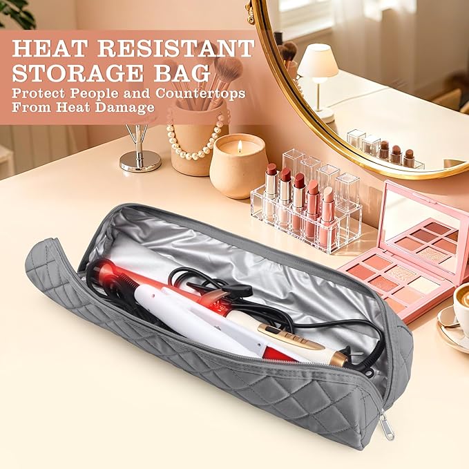 Large Hot Hair Tools Organizer Bag Portable Travel Heat Resistant Storage Case Pouch for Curling Irons, Flat Irons, Hair Straighteners and Styling Tools(17.7" x 3.9")