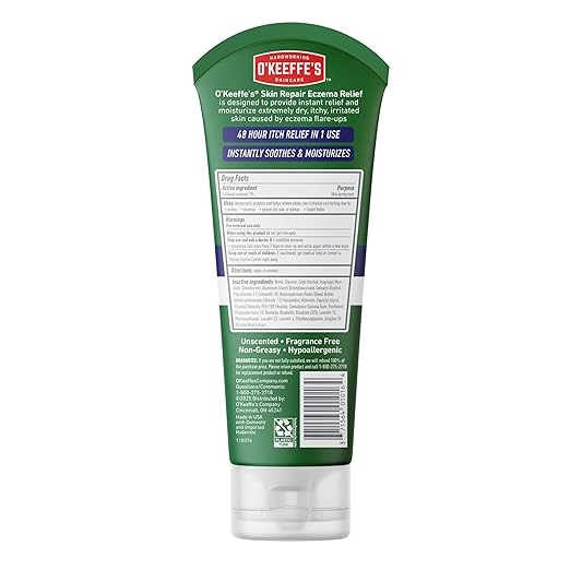 O’Keeffe’s Skin Repair Eczema Relief Body Cream, 7oz Tube (Pack of 1) – 48 Hour Itch Relief in One Use