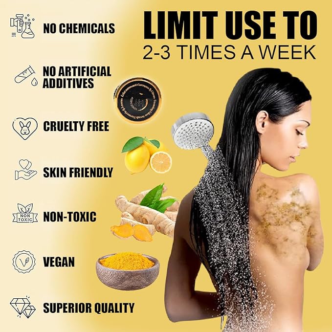 (29) Foaming Body Scrub Turmeric & Lemon – Glow Exfoliating Body Scrub - All Skin Types & Sensitive Skin –Natural Exfoliating Scrub with Oils Revitalization & Brightened (280g)