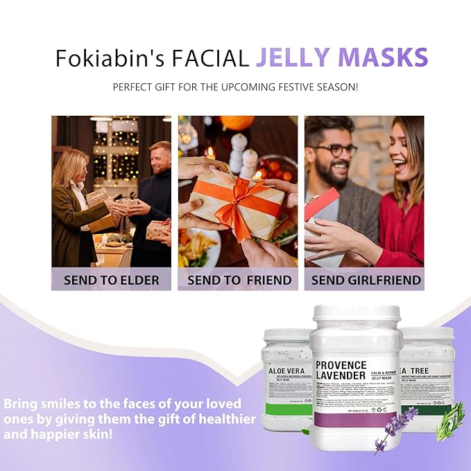 Jelly Mask for Facials, Hydrating & Moisturizing Peel-Off Rubber Gel Face Mask, Skin Care for Deep Hydration & Glow, 23 Fl Oz Jar Professional Spa Use for All Skin Types with Lavender essence