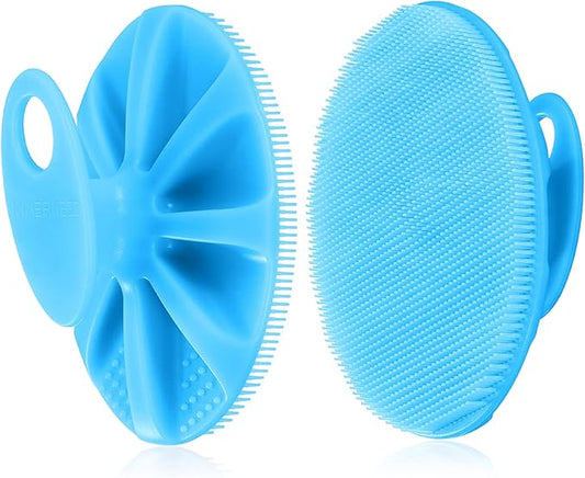 INNERNEED Food-Grade Soft Silicone Body Cleansing Brush Shower Scrubber, Gentle Exfoliating and Massage for All Kinds of Skin (Blue)