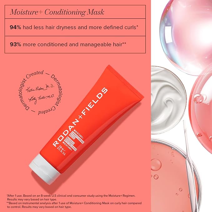RODAN + FIELDS MOISTURE+ Conditioning Mask | 8 fl oz | Leave In Conditioner & Hair Mask for Hair Growth & Scalp Health | Infused with Coconut Oil for Shine | All Hair Types | Moisture & Repair