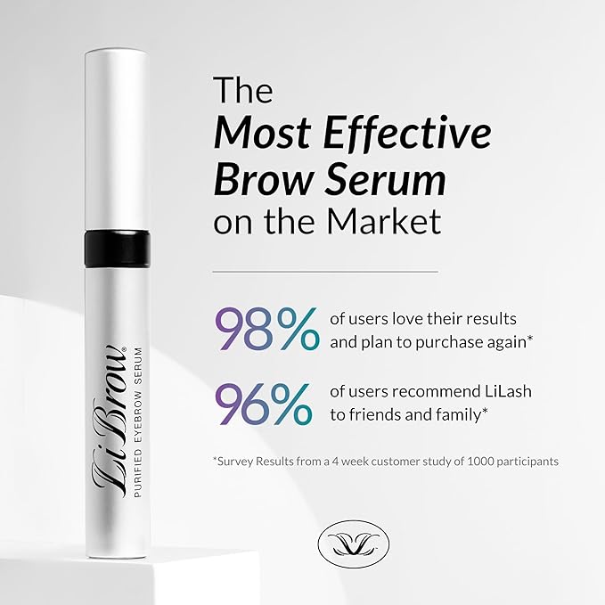 LiBrow Purified Eyebrow Serum to Grow Darker, Fuller, Thicker-Looking Brows - Natural Botanical Extracts, Safe for Sensitive Skin & Thin Overplucked Brows - Vegan & Cruelty-Free (3mL, 90-Day Supply)