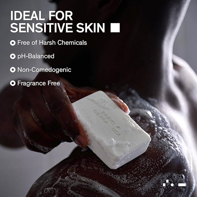 Bravo Sierra Face & Body Bar Soap for Women & Men - Moisturizing Bath Soap Cleanses, Hydrates & Balances Skin - Fragrance Free Gentle Face-to-Toe Body Wash Bar for All Skin Types, Vegan