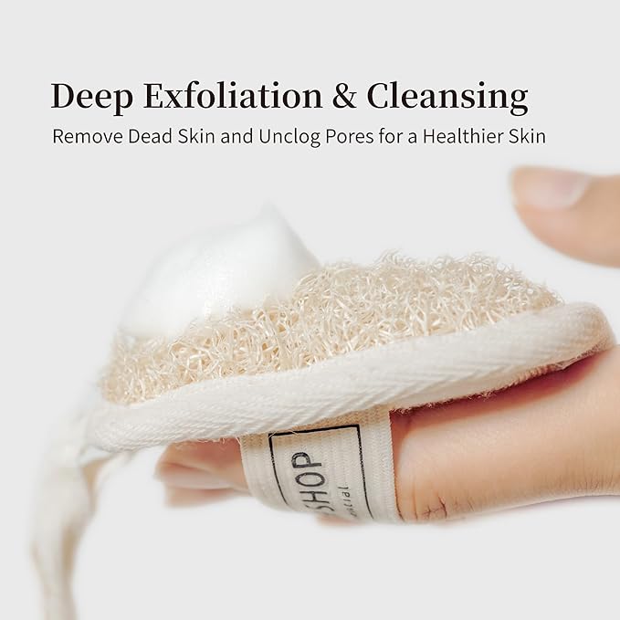 Premium Loofah Face Scrubber, Exfoliating Face Luffa Pad, Natural Cleansing Loofah Sponge for Deep Exfoliation. EcoFriendly Loofa for Men and Women in Cotton Travel Pouch, (1pack 4pcs)