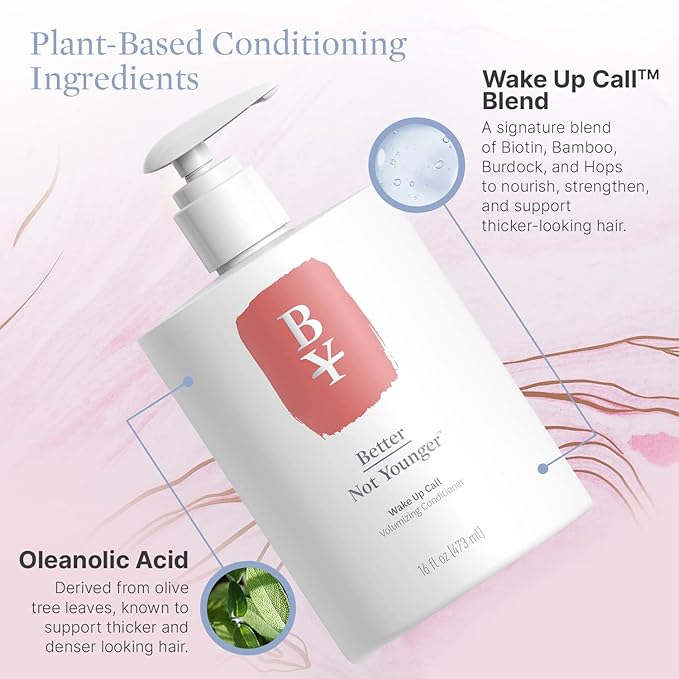 Better Not Younger Wake Up Call Volumizing Conditioner 16 fl oz with Biotin – For Women Over 40 with Thinning Hair -Volumizes, Lifts & Nourishes - Thickening, Color-Safe, Sulfate Free Conditioner.