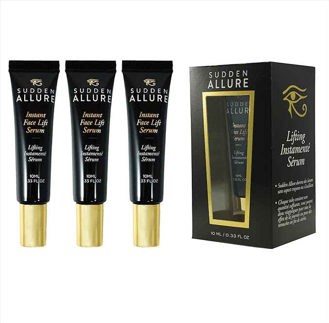 Sudden Allure Instant Face Lift Serum – Erase Under Eye Bags & Wrinkles in 60 Seconds - Firming Face & Eye Serum Cream - Instantly Tighten & Reduce Eye Bags & Crows Feet | Made in USA (10 ml, 3 Pack)