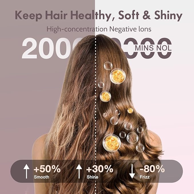 Ionic Thermal Brush, 1.5 Inch Thermal Round Brush, Heated Curling Brushes Makes Hair Smoother Get Natural Curls, 5 Temp Settings, Universal Voltage for Travel, Easy to Use, Rose Gold