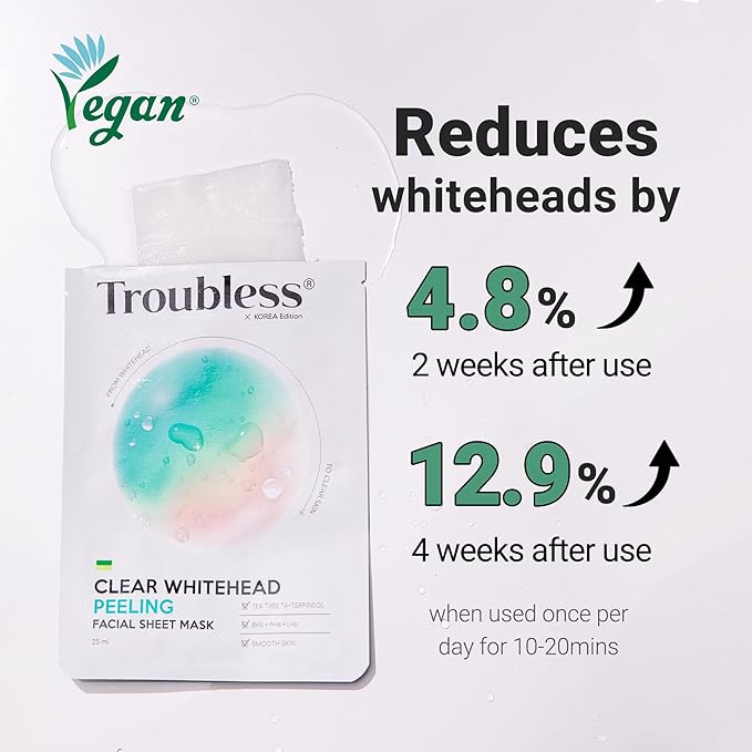 Troubless Clear Whitehead Remover Peel Off 5pcs. | Hydrating Beauty Sheets Day and Night Moisturizer for Face | White and Blackhead Remover Korean Skin Care Peel Off