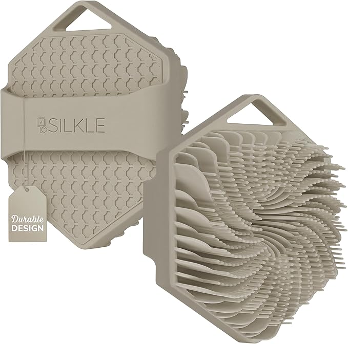 Silicone Body Scrubber - Exfoliating Bath Brush and Skin Cleanser - Shower Sponge for Gentle Body Scrub and Wash - Silicone Scrubbing Care Tool for a Refreshed and Renewed You - Clay