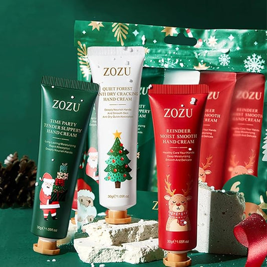 Christmas Hand Cream Set for Foot Dry Cracked Hands 5-Pack Moisturizing Hand Care Collection Gift, Holiday Themed Lotion, Fragrant Cream