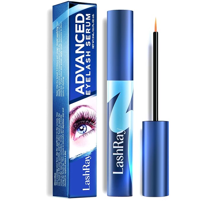 Advanced Lash Serum for Eyelash Growth: LashRay Renewing Eyelash Serum, Peptide-Infused Lash Enhancing Treatment to Grow Longer Thicker Natural Lashes for Women, 0.1 oz