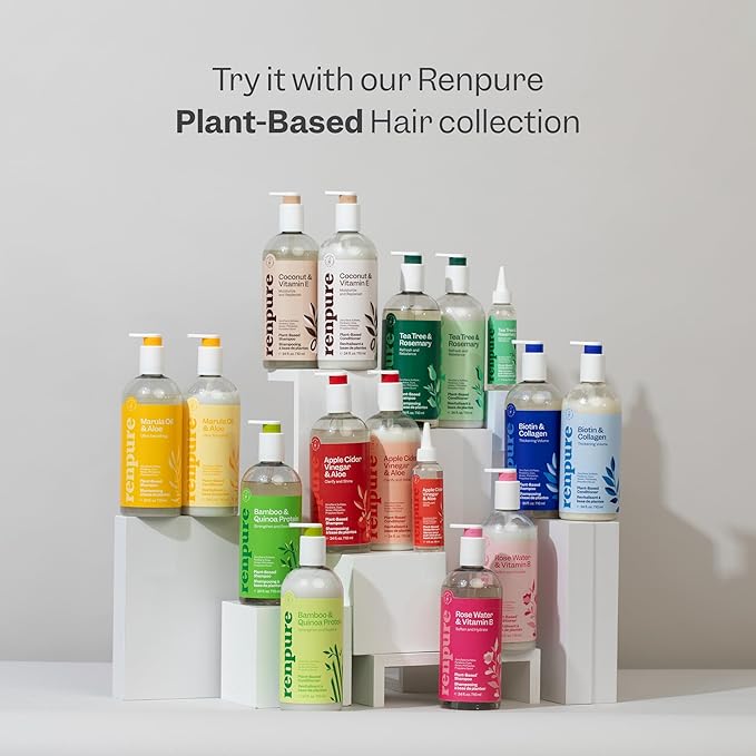 Renpure LLC Tea Tree Mint Oil & Coconut Vitamin E, Sulfate Free Moisturizing Body Wash For Dry Sensitive Skin, Antibacterial Body & Hand Soap For Men Women Kids & Toddlers, White, 24 Oz