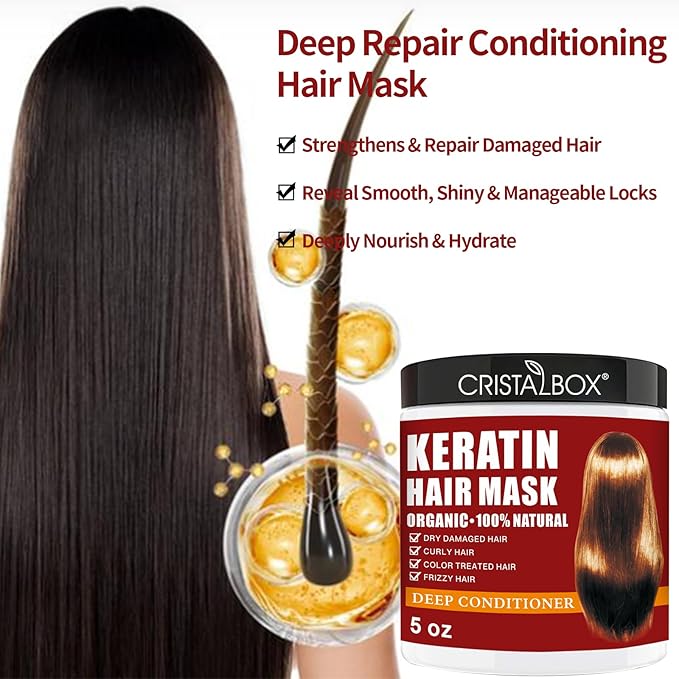 2 Pack Collagen Hair Mask & Keratin Hair Mask,Keratin Hair Treatment,Repair Treatment Deep Conditioning Hair Treatment Mask for Damaged Hair,Hydrating Conditioner with Argan Oil for Dry Hair