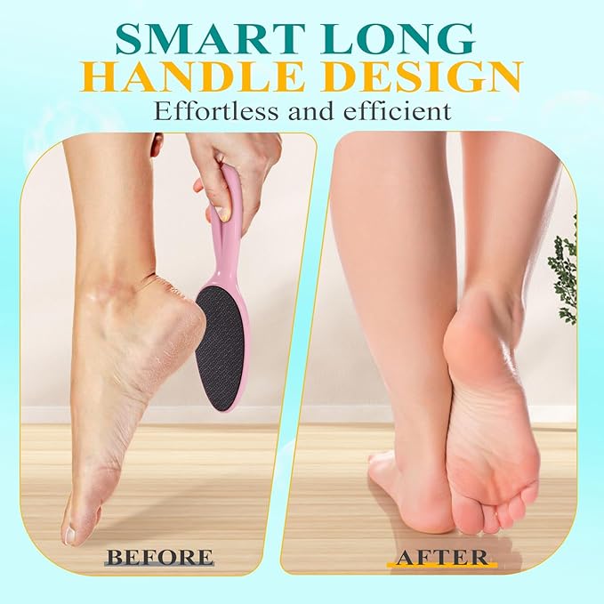 Glass Foot File, Foot Scrubber for Hard Skin Remover - Foot Callus Remover, Pedicure Tools for Feet Dead Skin, Foot Care for Women and Men, Gentle Effective Heel Scraper (Pink)