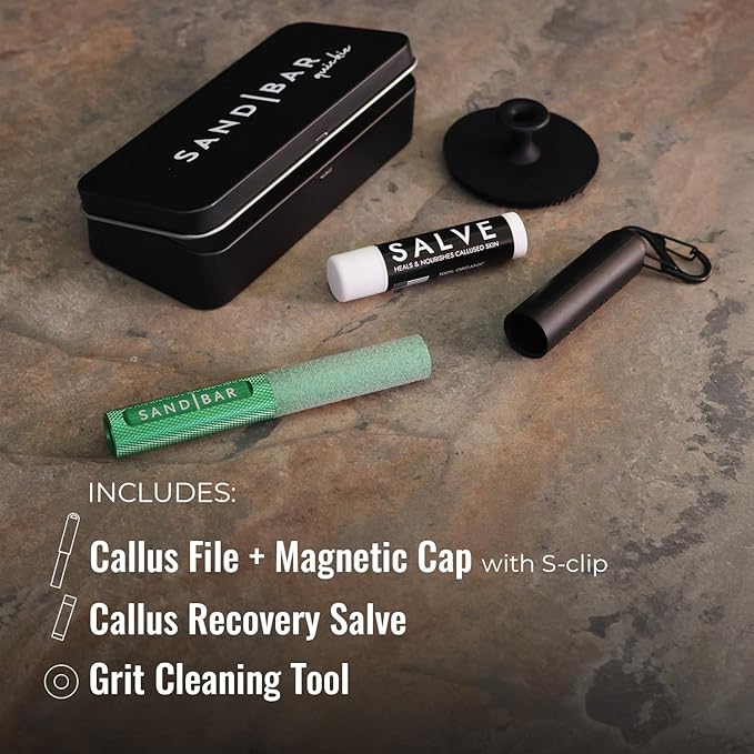 SandBar Callus Removal, Hand Callus Remover Salve Balm Stick for Working Hands, Lightweight Dead Skin Remover Tool Grit Surface, Knurled Handle, Magnetic Cap Hand File 4" - Green