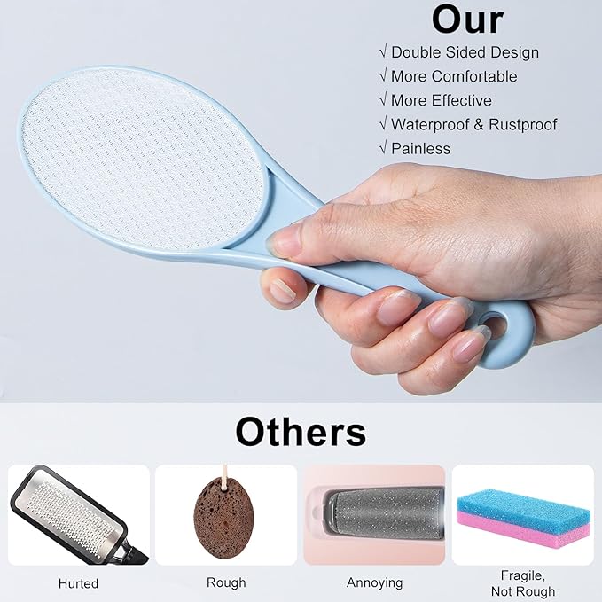 Nano Glass Foot File Callus Remover, 2 Pcs Hard and Dead Skin Remover for Feet, Double Sided Foot Scrubber Pedicure Tool, Hair Eraser for Softer and Smoother Feet Hands, Blue, Random Glass