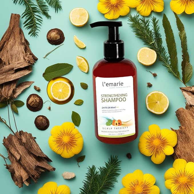 L'emarie Strengthening & Thickening Hair Growth Shampoo for Thinning Hair Pea Peptide Biotin Infused DHT Blocker For Women and Men - Hair Loss & Healthy Growth Thicker Fuller Looking Hair (8.6 Fl Oz)