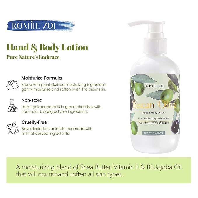 ROMIIE ZOI Daily Hand & Body Lotion with Moisturizing Shea Butter - Tuscan Olive - 236 ML / 8 FL OZ
