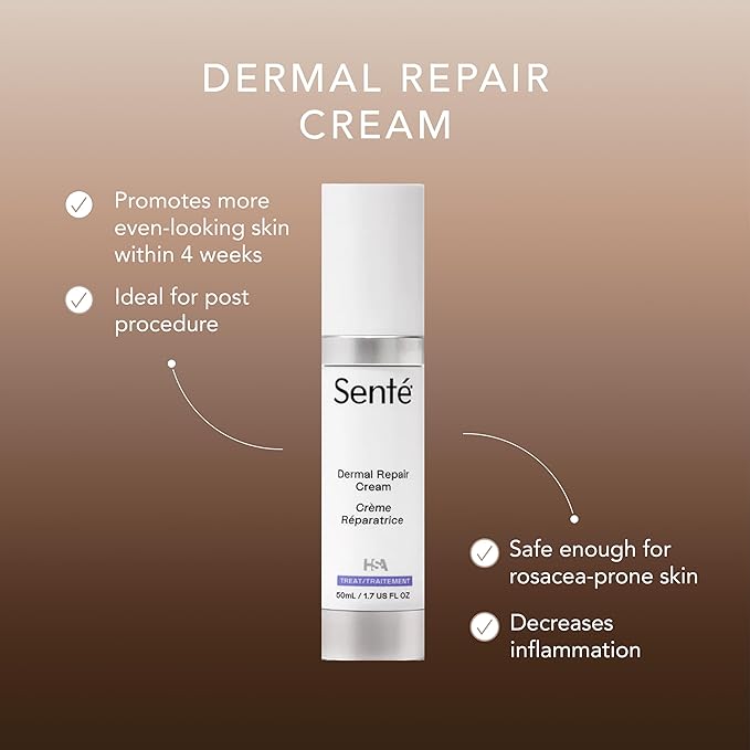 Senté Dermal Repair Facial Cream | Nourishing for Rosacea & Sensitive Skin | Hydrate & Soothe | with Patented HSA, Vitamin E & Green Tea Extract - 1.7 Fl Oz