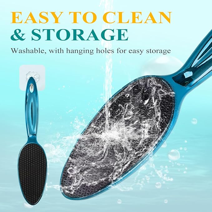 Glass Foot File, Foot Scrubber for Hard Skin Remover - Foot Callus Remover, Pedicure Tools for Feet Dead Skin, Foot Care for Women and Men, Gentle Effective Heel Scraper (Blue)