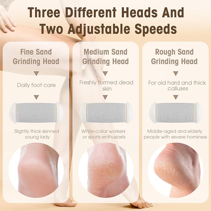 Electric Foot Scrubber File Callus Remover, 17-in-1 Professional Pedicure Kit, Waterproof Cracked Dry Dead Skin Removal for Feet Care, Wider 3 Rollers, 3 Speed, Battery Display