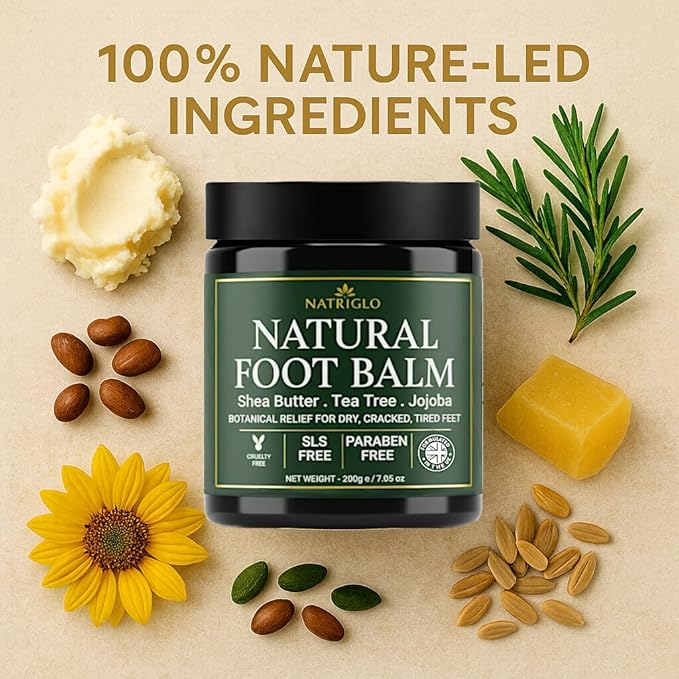 Organic Tea Tree Foot Balm for Dry Cracked Feet & Heels - Intensive Callus Remover & Foot Repair Cream with Shea Butter - Moisturizer for Rough Hard Skin & Cracked Heel Treatment for Men & Women