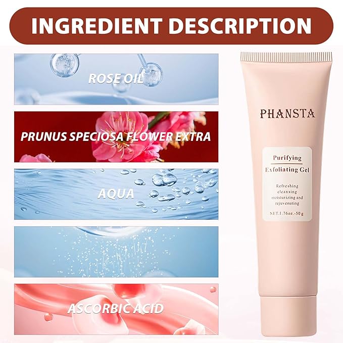 Purifying Exfoliating Gel, Facial Exfoliator Cleanser, Exfoliating Face Scrub, Exfoliating Gel Scrub for Face, Gentle Exfoliating Facial Cleanser for All Skin Types, Cleans Dirt & Oils (3 PCS)