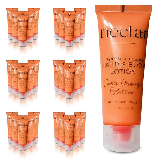 World Amenities Nectar Hand & Body Lotion | 50 Count, 1 oz | Sweet Orange Blossom, Mini Travel Size Toiletries (100% Recyclable Tube with Flip Top Cap) Hotel Amenities, Suitable for All Skin Types