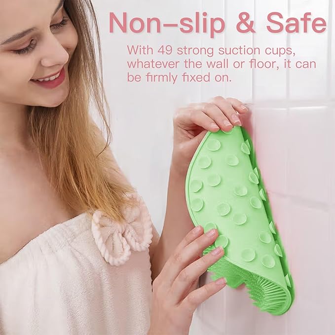 4-Pack Bath Scrubber Mat for Back Scrubbing and Foot Exfoliation - Dual-Use Shower Mats with Non-Slip Suction Cups - Soft, Durable, and Hygienic - Perfect for Full-Body Cleansing and Spa-Like Comfort