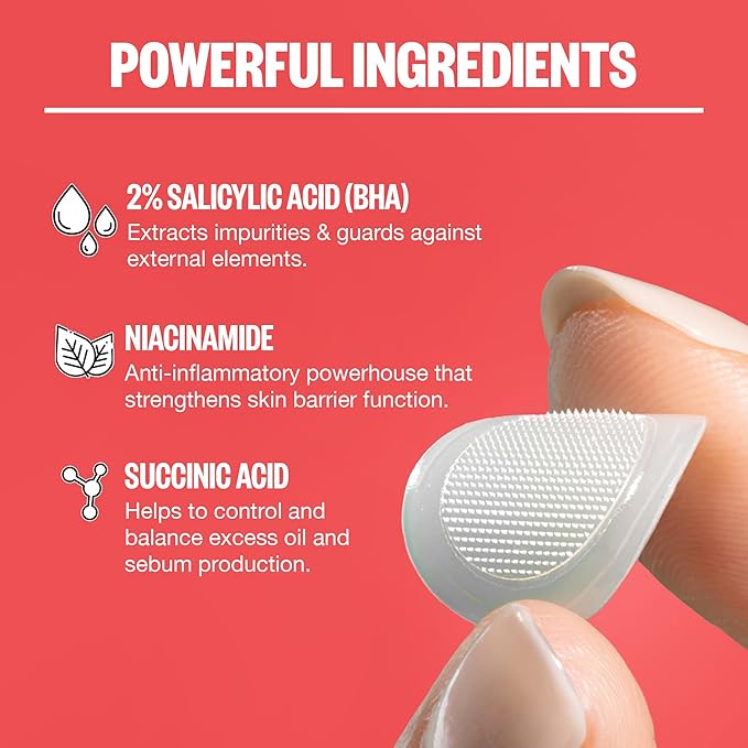 PEACE OUT Early Stage Acne Dots Helps Target Blemishes Below the Surface, Hydrocolloid Pimple Patches Minimize Bumps Before They Appear with Dissolving Microneedles, Salicylic Acid, 8 Count