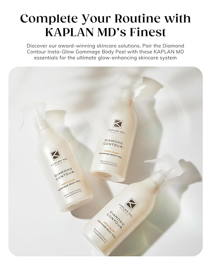 KAPLAN MD Diamond Contour Insta-Glow Gommage Body Peel – Body Exfoliator & Skin Peel with Glycolic Acid, Pineapple Ceramides & Crushed Diamonds - Exfoliating for Smooth, Radiant Skin, 10.14 fl oz