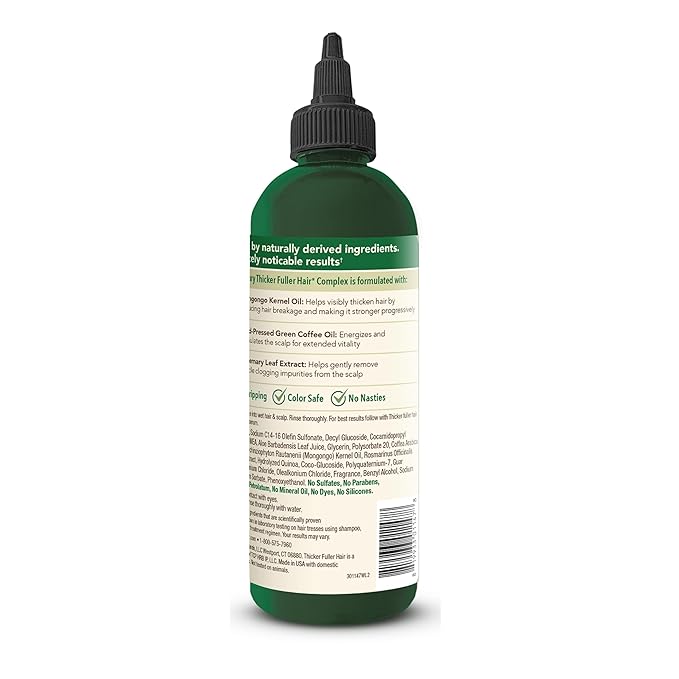 Thicker Fuller Hair Gentle Cleansing Shampoo - Hair Thickening, Clarifying Shampoo - Lightweight, Natural Formula with Rosemary and Coffee Oil - 12 oz