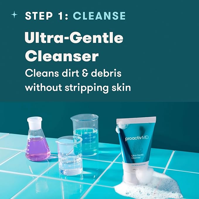 Proactiv MD 3-Step Routine, Ultra-Gentle Face Cleanser, 0.1% Adapalene Gel Treatment, Ultra-Hydrating Moisturizer, 30-Day Acne Treatment Kit