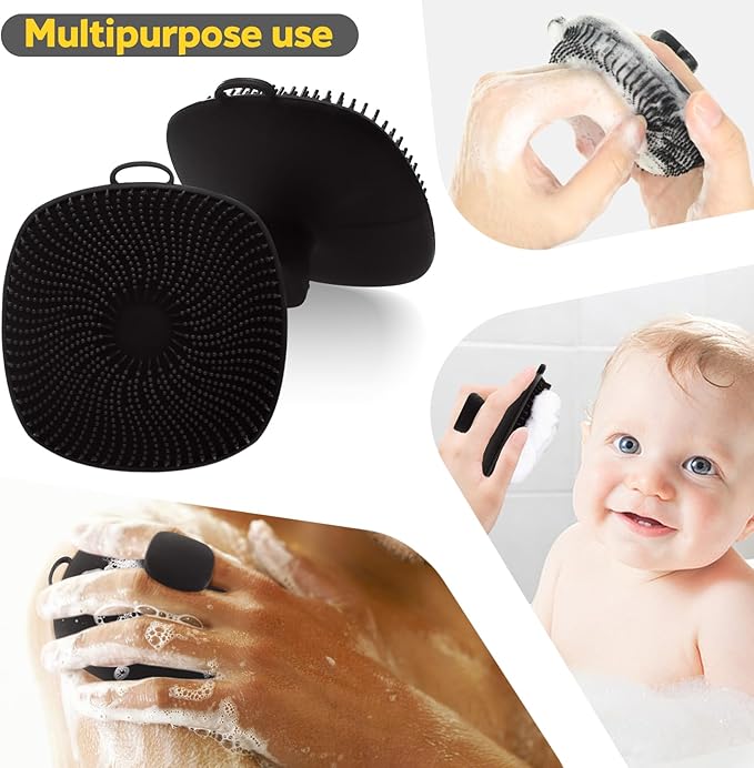 Silicone Body Scrubber, Silicone Loofah New Upgrade Richer Foam and Effective Cleaning, Ergonomic No-Slip Handle, Long-Lasting & Easy to Clean