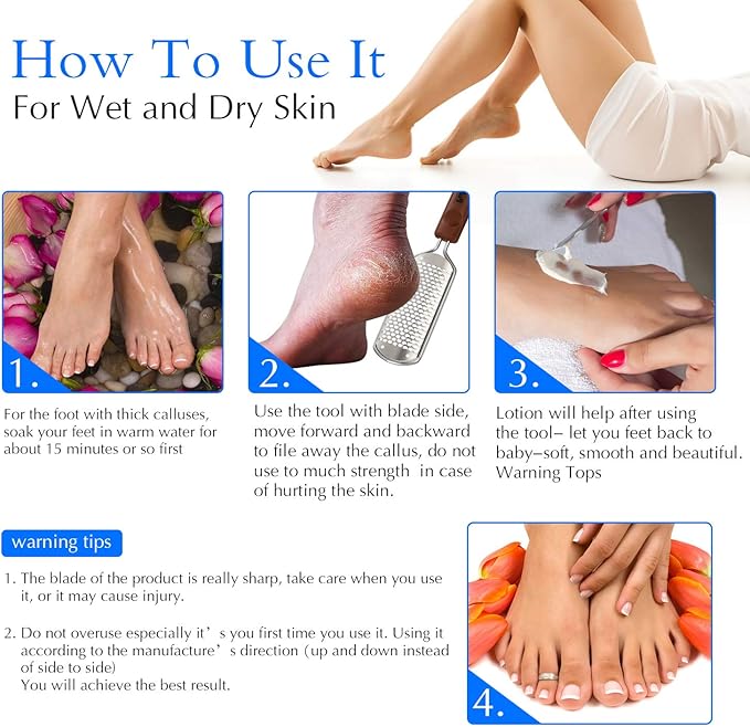 Professional Pedicure Foot File, Colossal Stainless Steel Detachable Foot Scrubber, Hard Skin Removers Pedicure Rasp for Wet and Dry Feet