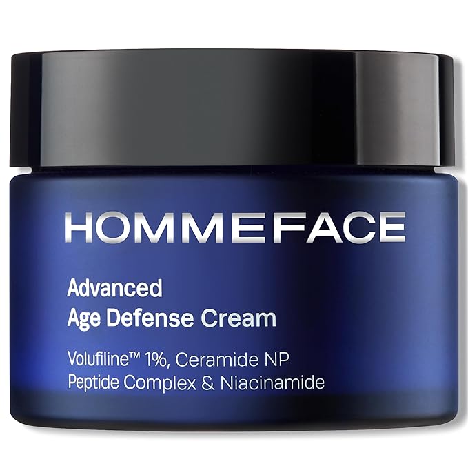 HommeFace Men’s Advanced Age Defense Anti-Wrinkle Day & Night Face Cream - Korean Skincare Technology with Volufiline, Ceramide, Hyaluronic Acid, Peptides & Collagen, 1.76 oz