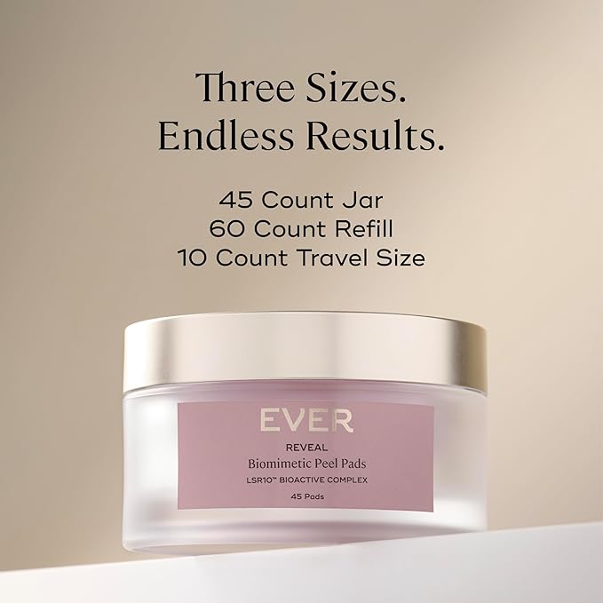 EVER Reveal Biomimetic Peel Pads - Exfoliating & Brightening Travel Pack, 10 Count – Azelaic Acid, Caviar Lime & LSR10 for Radiant, Smoother Skin