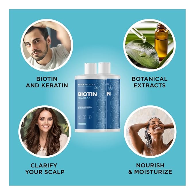 Rosemary and Biotin Shampoo for Thinning Hair - Vegan Volumizing Shampoo for Fine Hair with B Vitamins Argan Oil & Tea Tree Essential Oil - Paraben Silicone and Sulfate Free Vegan Formula (2 Pack)