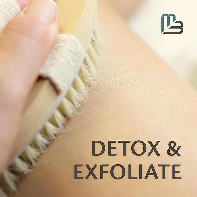 Firm Dry Brush & Shower Brush for Body - Handheld Back Scrubber Body Brush Exfoliator & Dead Skin Remover for Body Firm & Tighten Skin Improve Circulation for Men & Women by M3 Naturals