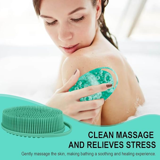 Soft Silicone Body Scrubber, 3 PCS Exfoliating Silicone Loofah, Body Scrubber Shower Brush Exfoliating and Massage 2 in 1, Bath Shower Brush for Cleaning Sensitive Skin Kids Women Men, Lather Well