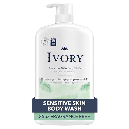 Ivory Body Wash, Designed for the Whole Family, Gentle Formula, Free of Dyes Heavy Perfumes Parabens Phthalates & Silicones, Fragnance-Free, 35 oz