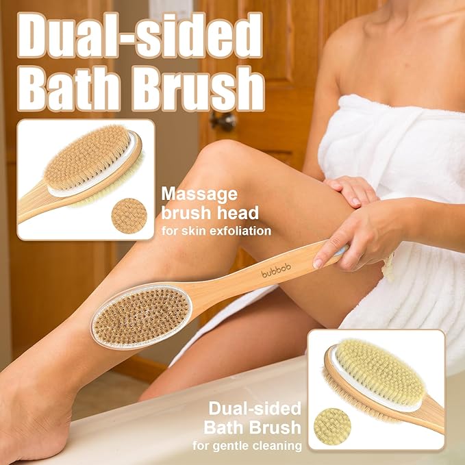 Back Scrubber for Shower,Bath Brush with Long Handle,Bath Brush Body Exfoliator for Wet or Dry Brushing,Men and Women (Blue)