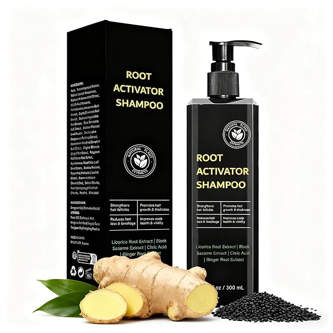 Root Activator Shampoo for Men & Women - Anti Hair Loss & Mens Hair Regrowth Shampoo with Natural Herbal Ingredients & Biotin - For Scalp Health & Cooling Sensation, 10.1 Fl Oz /300ml