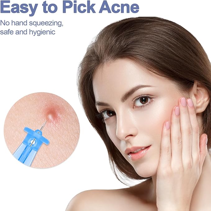 100 Pack Disposable Acne Pimple Popper Needles and 144 Dots Acne Pimple Stickers, for Whitehead Closed Mouth Clear (100 Pack)