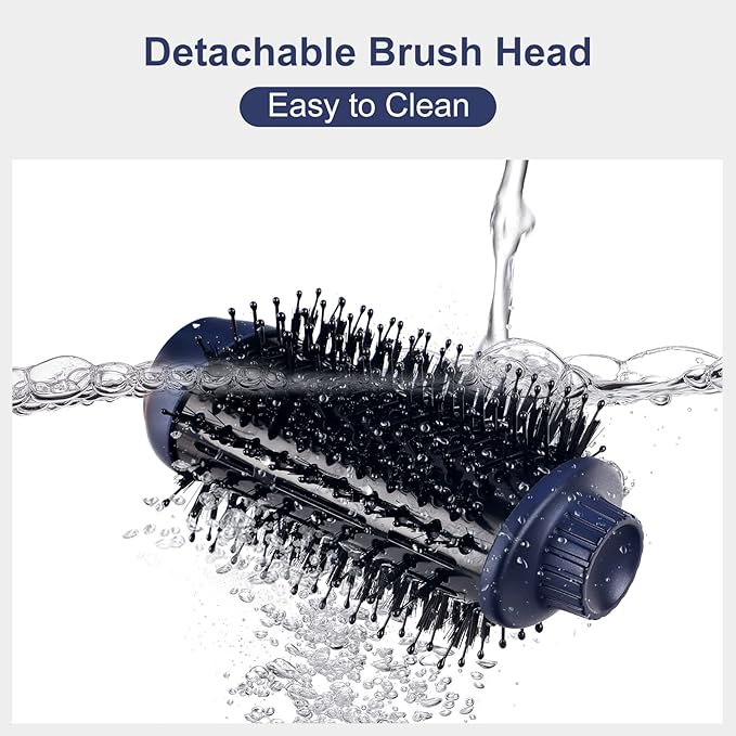 Hair Dryer Brush Set, IG INGLAM 4 in 1 Blowout Brush, Negative Ion Detachable Hair Dryer & Styler Volumizer Hot Air Hair Dryer Brush with 2 Styling Brush Heads, Prussian Blue