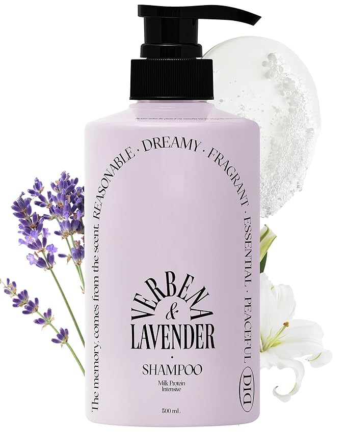 Milk Protein Intensive Shampoo - Korean Volumizing and Hair Loss Relief Perfume Shampoo for Damaged Hair - Subtle Verbena Lavender Scent - pH5.5 Scalp Purifying, 16.9 fl.oz.