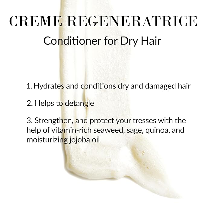 Leonor Greyl Natural Conditioner for Dry and Damaged Hair, Creme Regeneratrice Paris - Detangle, Hydrate, Strengthen & Protection, 3.3 FL Oz