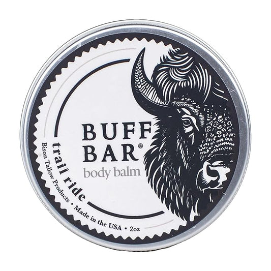 BUFF BAR Pure Bison Tallow Balm, Trail Ride - Scents of Leather, Smoke, & Cedarwood - Body Butter, Hydrating, Naturally Derived, Replaces Lotion - For Dry, Itchy Skin