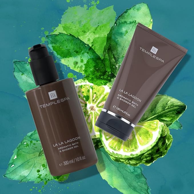 TEMPLESPA | LA LA Lagoon | Luxury Bath and Shower Gel for Cleansing, Fresh Skin, Smooth Texture, Natural Ingredients, Free from Parabens, Phthalates and Sulphates, Cruelty-Free, Vegan 10 fl.oz.